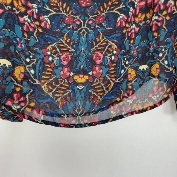 Converse All Star Womens Floral Blouse XS Sheer Chiffon Boho Hippie Oversized - Picture 5 of 13